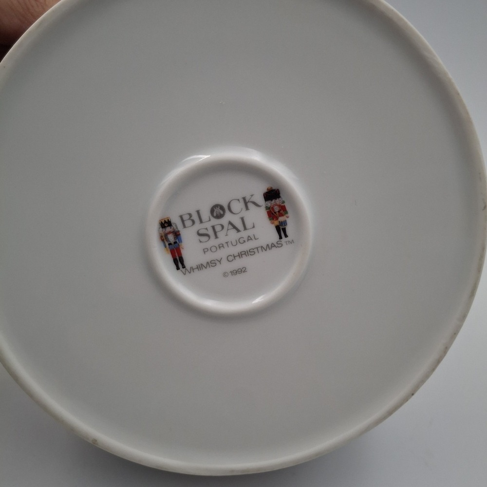 Vintage 1992 Block Spal Whimsy Christmas Cereal Bowl Portugal Porcelain Toy Horn - Picture 5 of 9